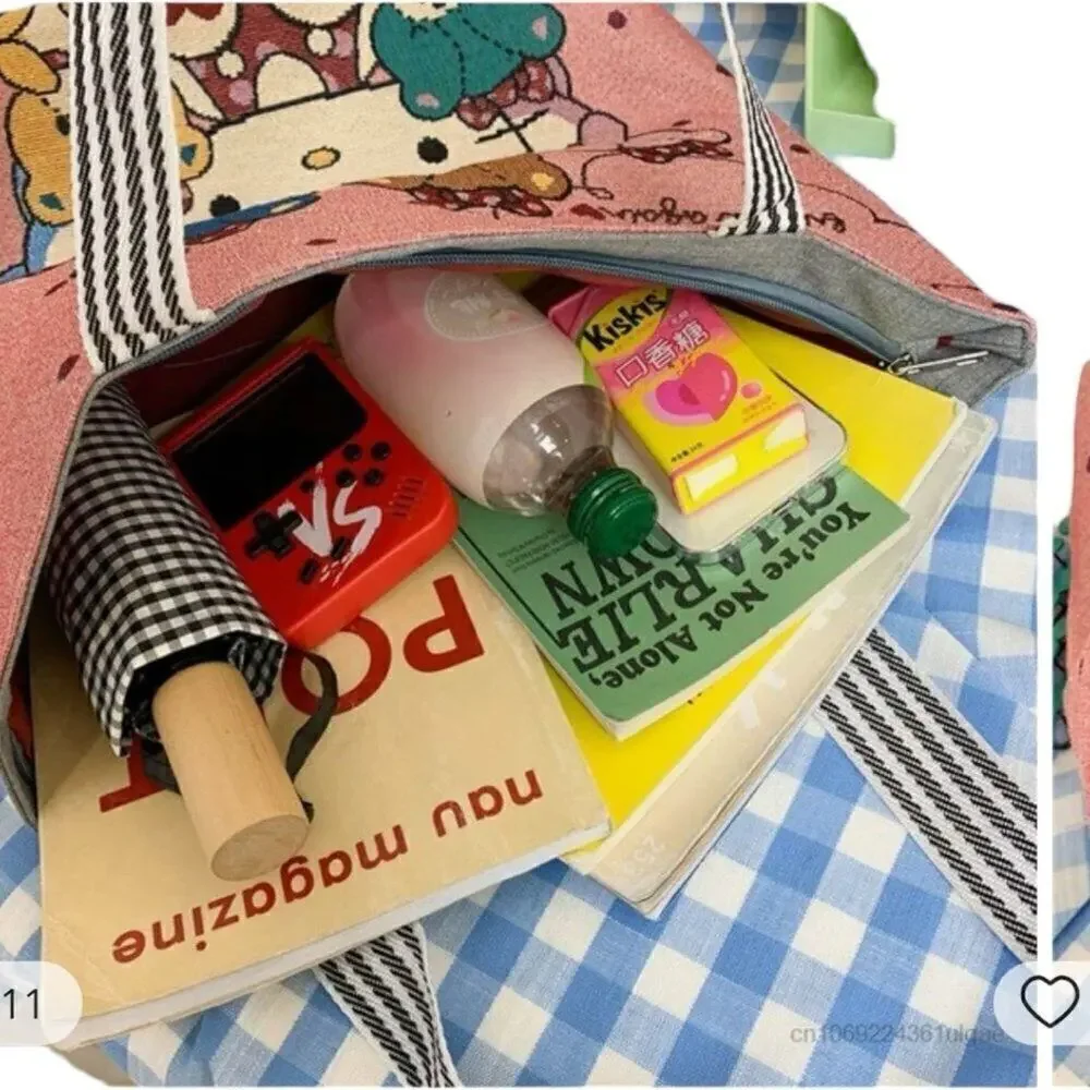 Sanrio Hello Kitty & Teddy Bears Large Zip Canvas Tote Bag